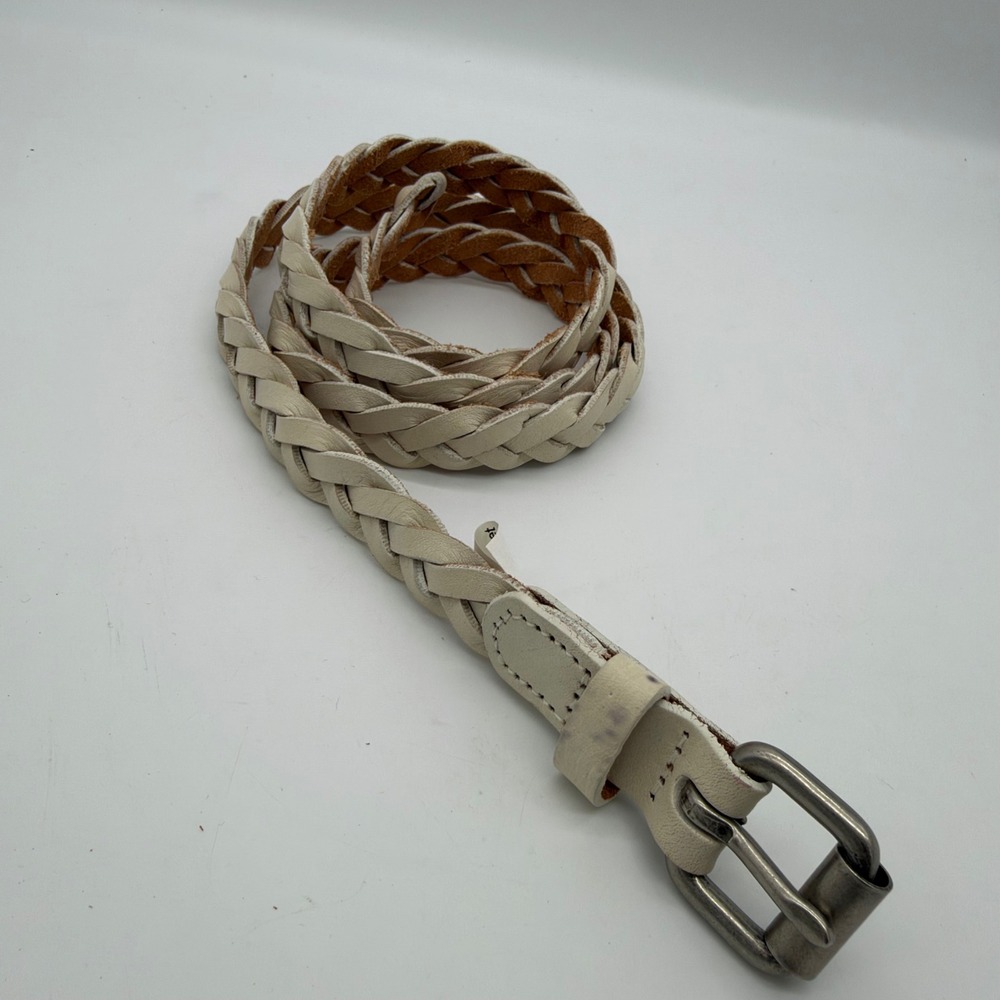 Target Womens White Braided Genuine Leather Belt Large 061061676
